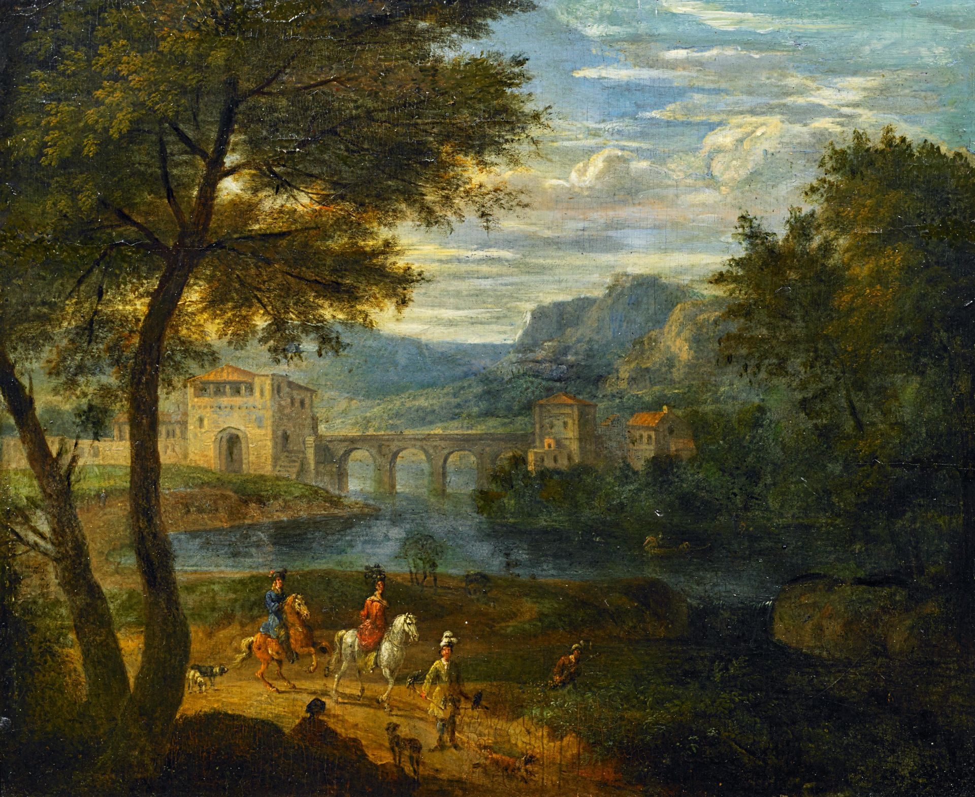 Arthois, Jacques d' (Jacobus van)Brüssel 1613 - 1686 - UmkreisSüdliche Flusslandschaft mit Reisenden