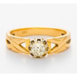 DIAMANT-RING. Deutschland, um 1930. 585/- Rotgold, gest., Gesamtgewicht: 4,0g. EU-RM: 56. 1