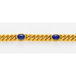 SAPHIR-ARMBAND. Deutschland, um 1980. 750/- Gelbgold, gest., Gesamtgewicht: 53,0g. L.ca. 19,5cm. 4