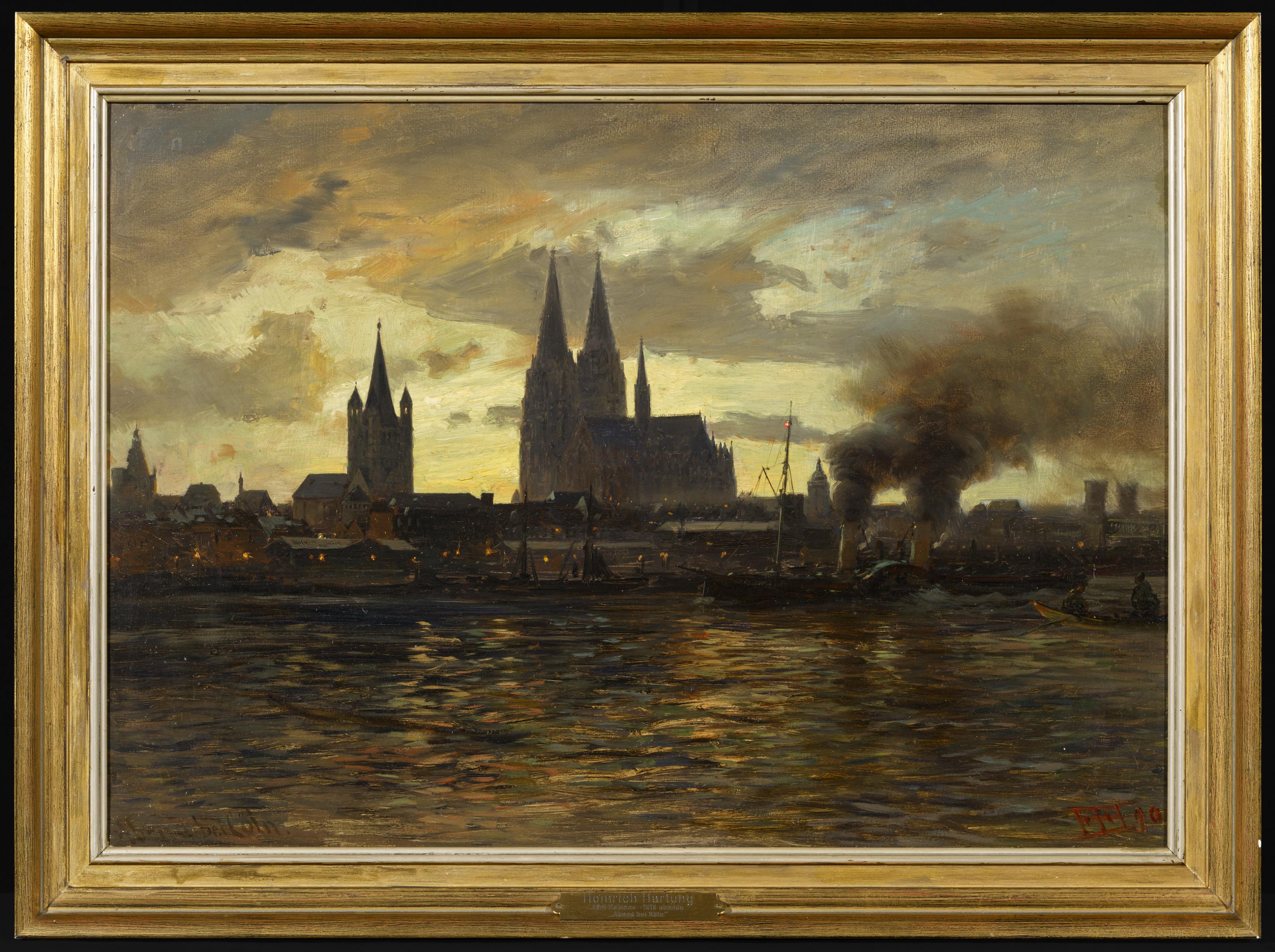 Hartung, HeinrichKoblenz 1851 - 1919Abend bei Köln. Öl auf Leinwand. 45,5 x 65cm. Signiert und - Image 2 of 3