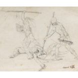 Füssli, Johann Heinrich1741 Zürich - 1825 LondonKämpfende Soldaten. Bleistift auf Bütten.