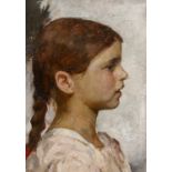 Italienischer Meister - um 1880Porträt eines Mädchens. Öl auf Leinwand. Auf Karton gelegt. 24 x