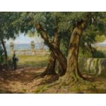 Begas-Parmentier, Luise1850 Wien - 1920 Berlin(?)Unter Olivenbäumen im Park von Taormina. Öl auf