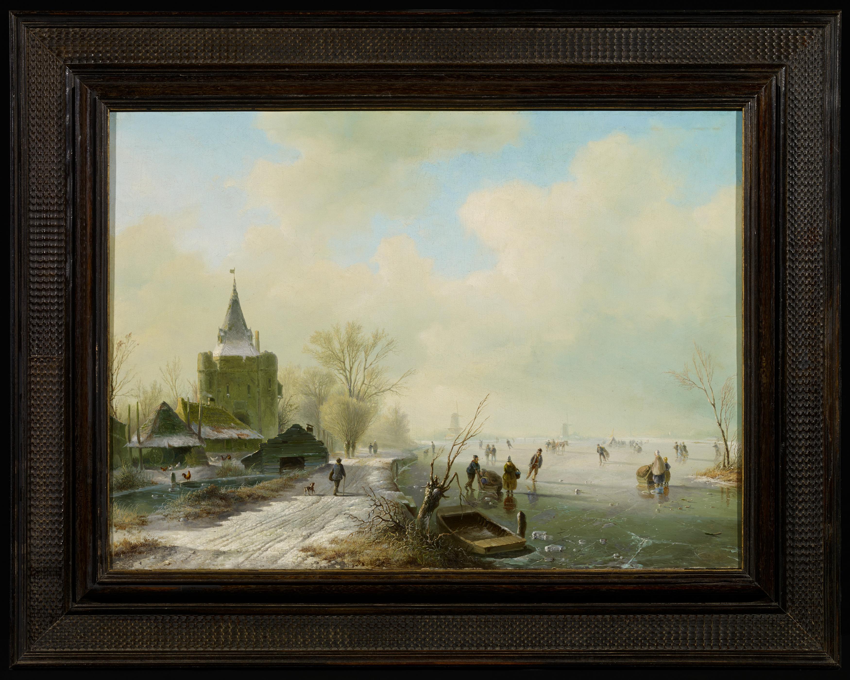 Kruseman, Frederik Marinus1816 Haarlem - 1882 Brüssel - UmkreisWinterszene am Kanal. Öl auf Holz. 45 - Image 2 of 3