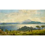 Hartung, HeinrichKoblenz 1851 - 1919Pozzuoli. Blick über die Bucht von Neapel auf Capri. Öl auf