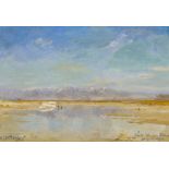 Wuttke, Carl1849 Trebnitz - 1927 München"Salzsee in Utah". Öl auf Leinwand. auf Holz montiert. 23