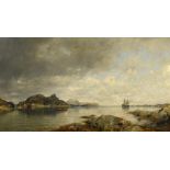 Rasmussen, Georg Anton1842 Stavanger - 1914 BerlinFjordlandschaft. Öl auf Leinwand. Doubliert. 105 x