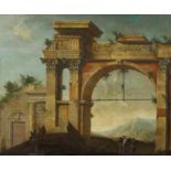 Roberti, Domenico1642 - 1707 - und WerkstattIdeale Ruinenlandschaft mit Figurengruppe unter einem