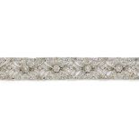 DIAMANT-ARMBAND. Italien, um 1990. 750/- Gelbgold, rhodiniert, Gesamtgewicht: 35,0g. L x B=ca. 18,