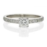 TIFFANY & CO.Diamant-Ring. USA, um 2005. 950/- Platin, Gesamtgewicht: 3,5g. EU-RM: 49. 1 Diamant