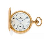 GLASHÜTTE ORIGINALDeutschland, um 1930.Taschenuhr. Handaufzug. 585/- Rotgold, Zffbl. Email,