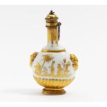 KLEINER FLAKON MIT GOLDCHINESEN. Wohl Meissen. 18./19.Jh. Porzellan mit Golddekor. Montierter