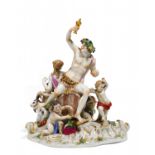 GRUPPE BACCHANAL. Meissen. Vor 1924. Modell J.J. Kaendler und F.E. Meyer. Porzellan, farbig und gold