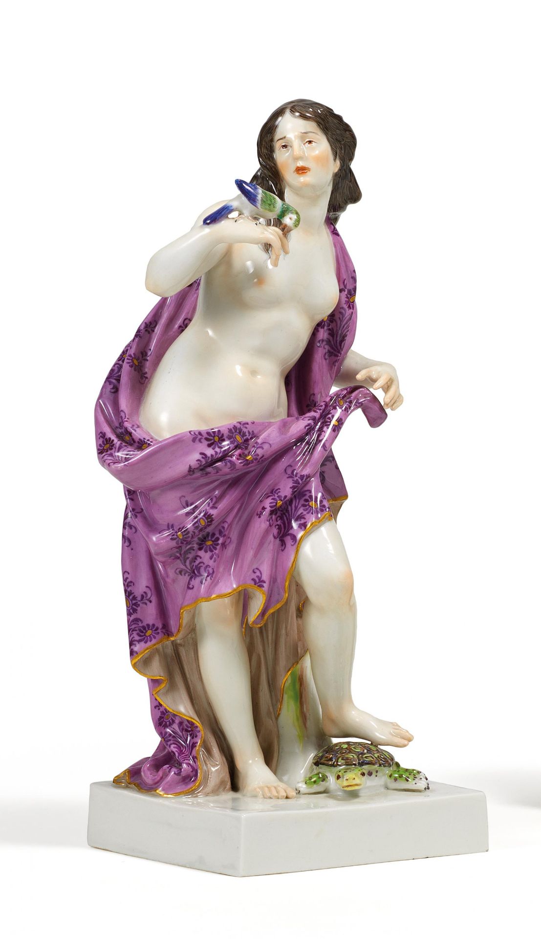 ALLEGORIE "DAS GEFÜHL". Meissen. Vor 1924. Modell J.F. Eberlein. Porzellan, farbig und gold