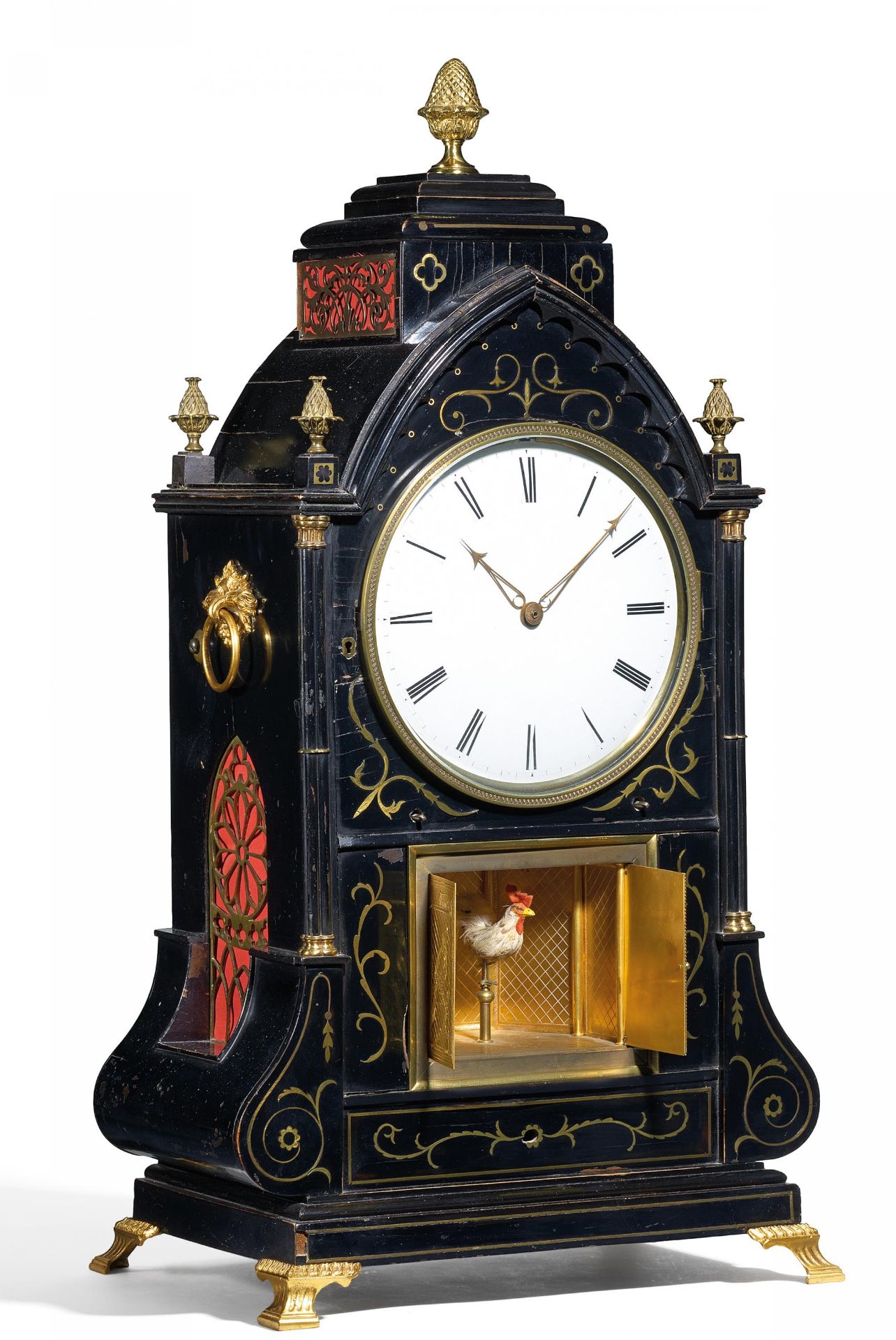 BRACKET CLOCK MIT CARILLON UND VOGELAUTOMAT. London. Um 1840. John Henry Borrell. Ebonisiertes