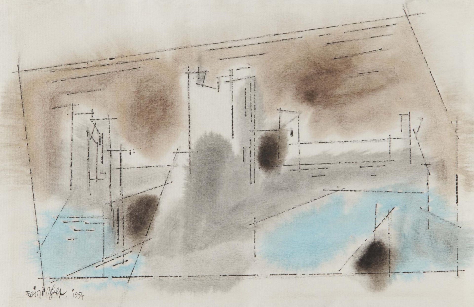 Feininger, LyonelNew York 1871 - 1956Ohne Titel (New York Cityscapes). 1954. Aquarell und Tusche auf