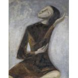 Herkenrath, Peter1900 Köln - 1992 MainzOhne Titel (Sitzende junge Frau). Öl auf Leinwand. 89,5 x