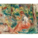 Renoir, Pierre-Auguste1841 Limoges - 1919 Cagnes/NizzaJeune fille assise dans un Jardin. Öl auf