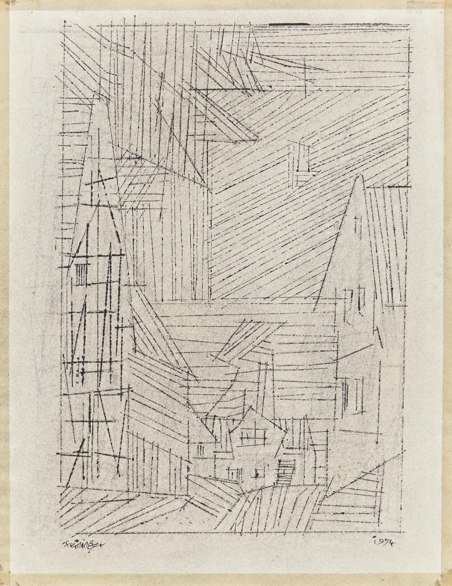 Feininger, LyonelNew York 1871 - 1956"Vollersroda". 1954. Tusche und Bleistift auf - Bild 2 aus 2