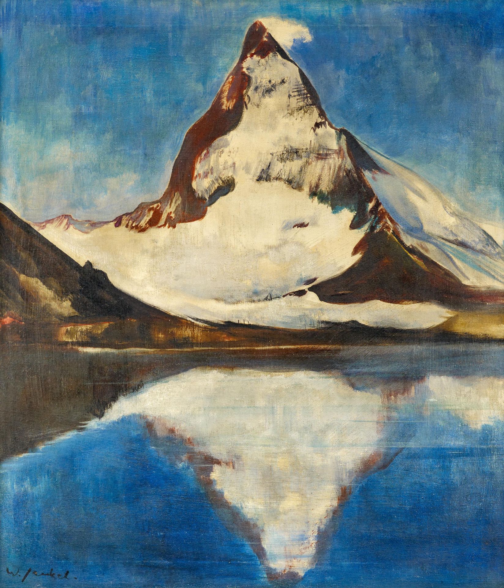 Jaeckel, Willy1888 Breslau - 1944 BerlinMatterhorn am Rifflsee. 1920er Jahre. Öl auf Leinwand. 81