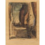 Feininger, LyonelNew York 1871 - 1956"Am Kirchenchor". 1930. Aquarell und Tusche auf Papier. 37,3