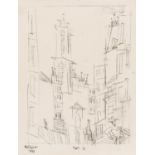 Feininger, LyonelNew York 1871 - 1956PARIS IV. 1938. Kohlezeichnung auf Maschinenbütten. 32 x 24,