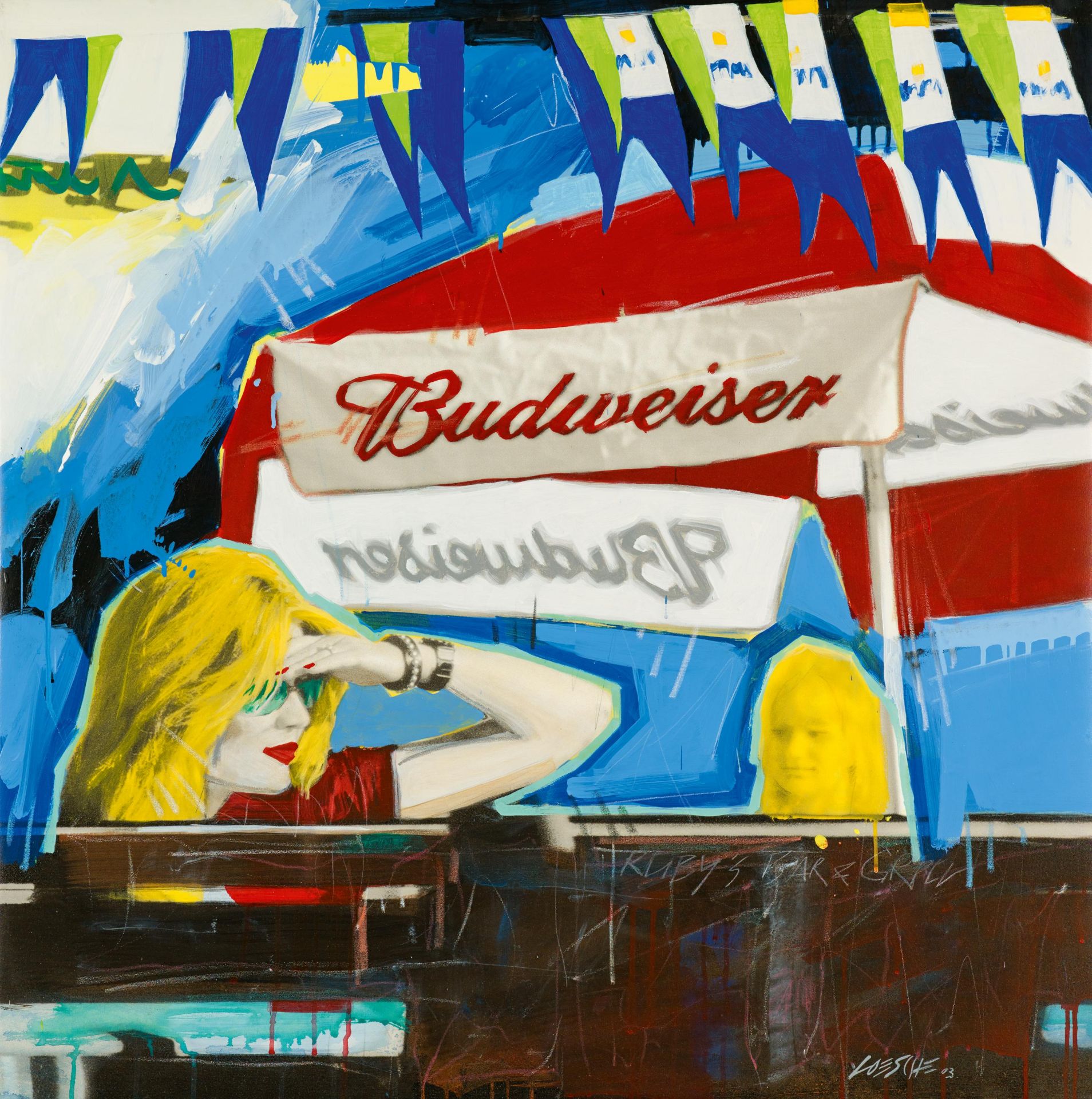 Loesche, Wolfgang1947 Gotha"Ruby's Bar & Grill (Coney Island)". 2003. Mischtechnik auf Leinwand. 100