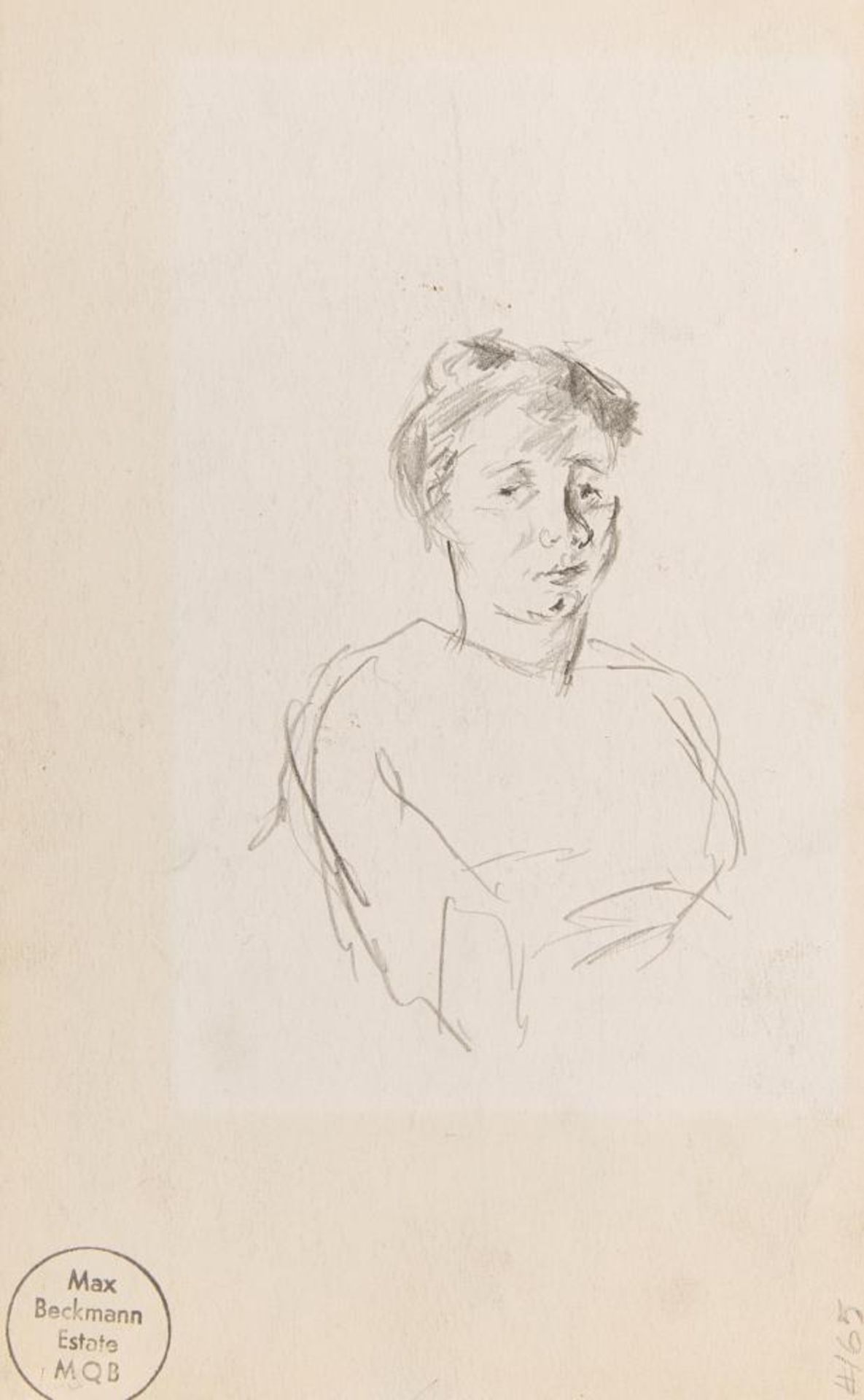 Beckmann, Max1884 Leipzig - 1950 New YorkPorträtstudie einer jungen Frau. Um 1915. - Bild 2 aus 4
