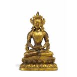 BUDDHA AMITAYUS. Sino-tibetisch. 17./18. Jh. oder später. Kupferbronze feuervergoldet und mit