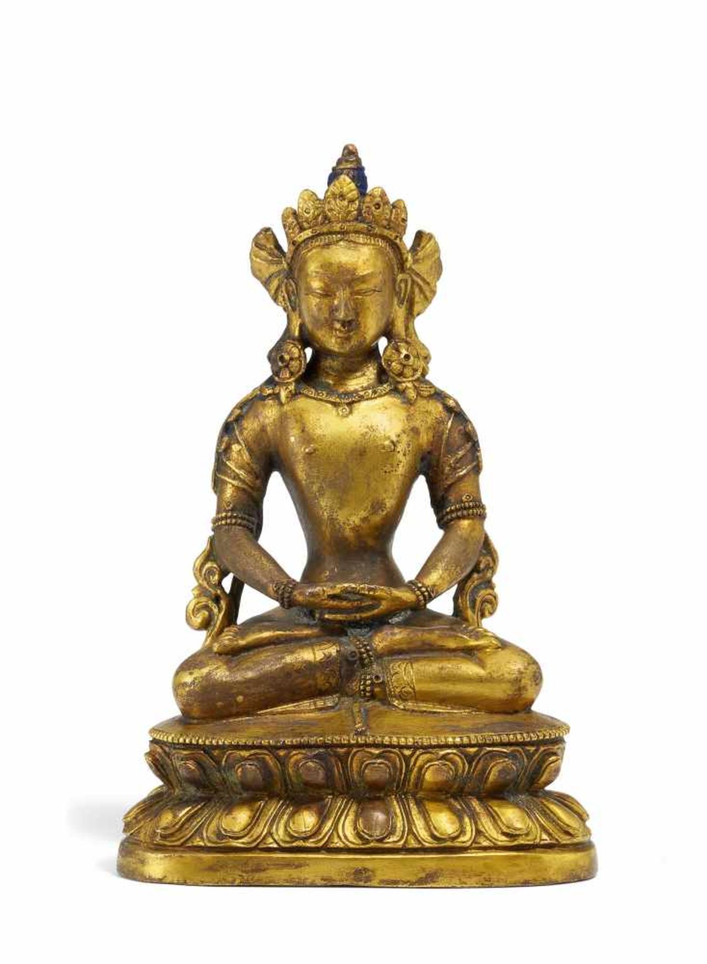 BUDDHA AMITAYUS. Sino-tibetisch. 17./18. Jh. oder später. Kupferbronze feuervergoldet und mit