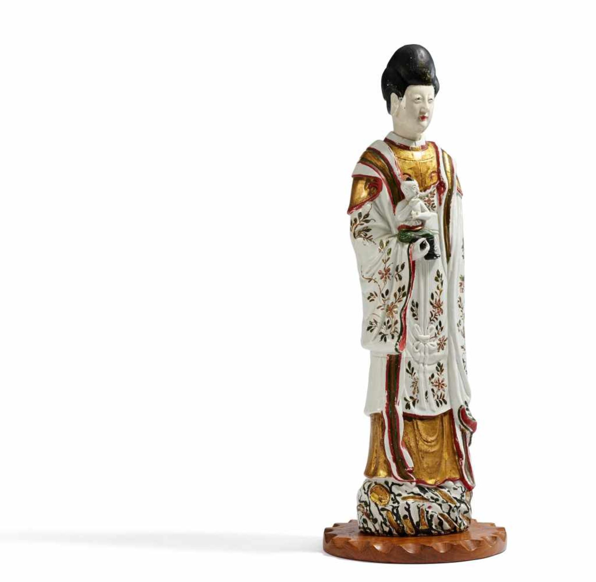 PAAR SELTENER, GROßER GUANYIN MIT KNABEN. China. Qing-Dynastie. Kangxi-Periode (1661-1722). Dehua, - Bild 2 aus 3