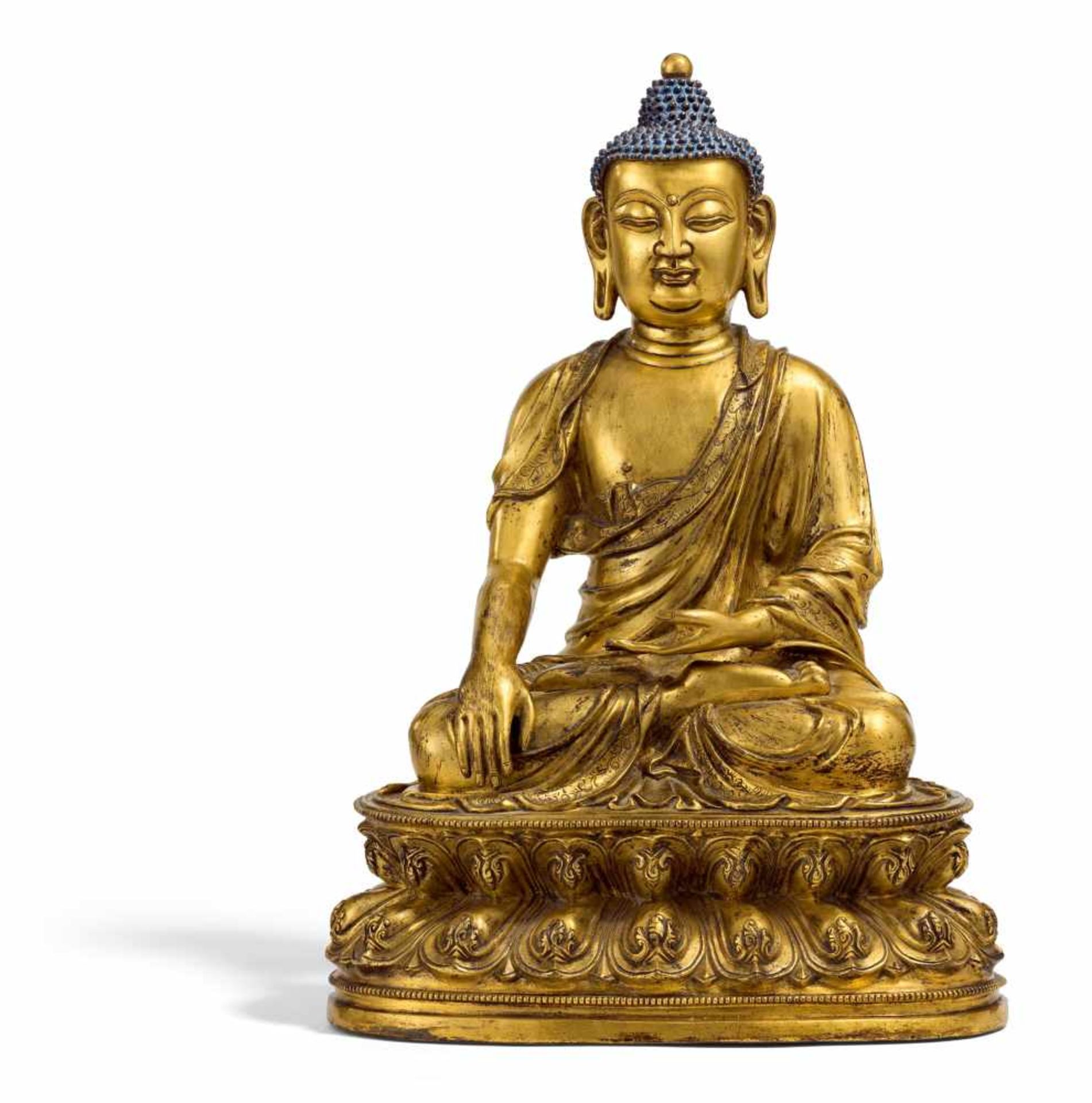 BEDEUTENDER BUDDHA SHAKYAMUNI. Sino-tibetisch. Qing-Dynastie oder später. Bronze mit