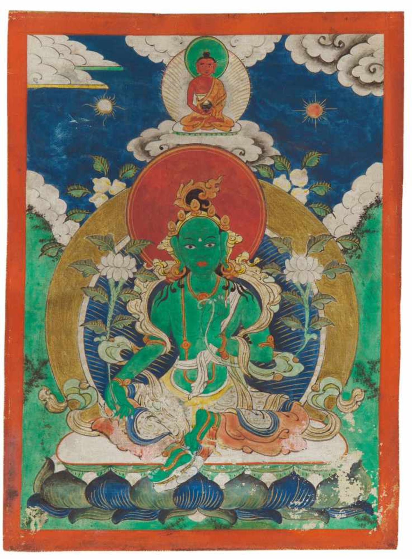 ZWEI MINIATUR-THANGKA UND ZWEI TSAKLI. Mongolei/Tibet. 18./19. Jh. Pigmenten und Gold auf - Bild 5 aus 5