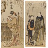 TORII, KIYONAGA1752 - 1815Zwei Holzschnitte mit Schauspielern. Japan. Edo-Zeit. Benizuri-e. A) Der