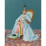 PORTRAIT DES SHRI MAHARANA BHUPAL SINGH VON UDAIPUR. Indien. Lebensdaten 1884-1955, regierte 1948-