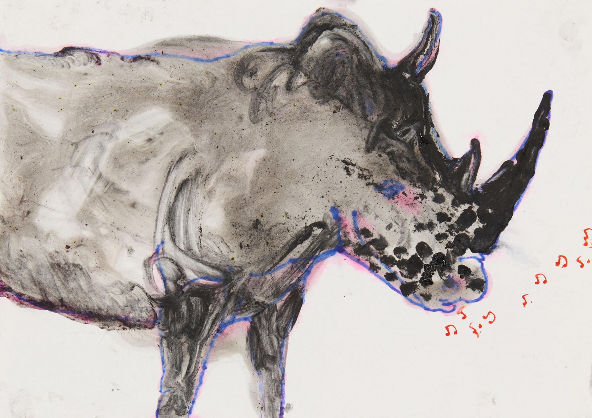 Helbitz-Cohen, Ruthi1969Ohne Titel (Rhino). 2010. Mischtechnik auf Papier. Auf Untergrund