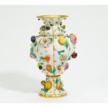 LARGE PORCELAIN VASE WITH FRUITS AND FLOWERS. Meissen. 19th century. Model J.J. Kaendler. Porcelain,