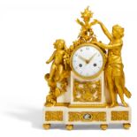 GILDED BRONZE PENDULUM CLOCK WITH VENUS AND CUPID. Paris. Ca. 1780. Antoine-Henri Voisin. White