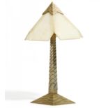 ART DECO TABLE LAMP MADE OF NICKELPLATED METAL AND ALABASTER. Cheuret, Albert. (1884 - 1966). Ca.