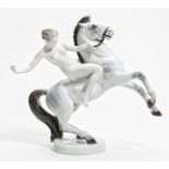 PORCELAIN FIGURE OF AN AMAZON ON HORSEBACK. Rosenthal. Selb. 1934-1956. Modell A. Grath.