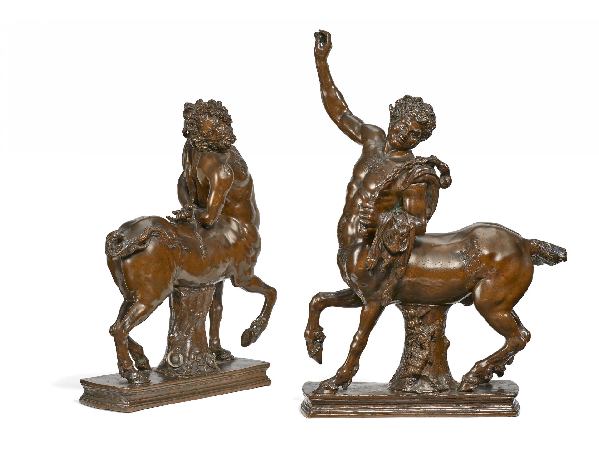 TWO BRONZE CENTAURS, A YOUNG AND AN OLD SO CALLED FURIETTI CENTAUR. Italy. Presumably 19th