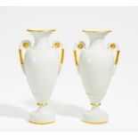 PAIR OF LARGE PORCELAIN FLOOR VASES. KPM. Berlin. Moel F. Schinkel. Porcelain, decorated with