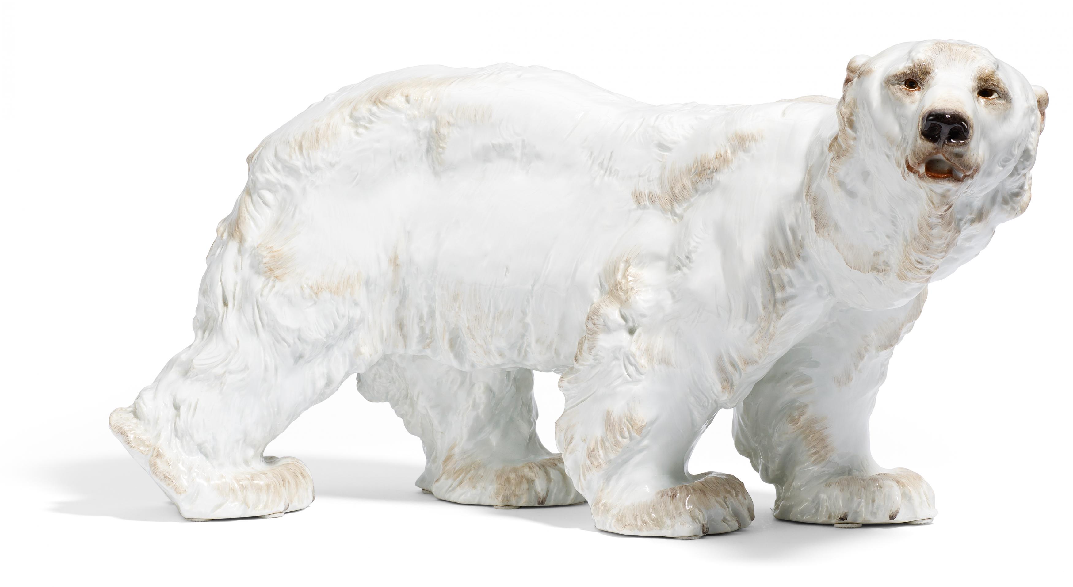 PORCELAIN FIGURE OF A LARGE POLAR BEAR. Meissen. 1991. Design O. Jarl 1903. Porcelain, sparingly