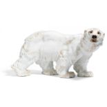 PORCELAIN FIGURE OF A LARGE POLAR BEAR. Meissen. 1991. Design O. Jarl 1903. Porcelain, sparingly