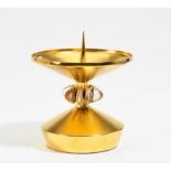 LARGE GILDED SILVER CANDLESTICK WITH BERG CRYSTAL. Cologne. Presumably ca. 1948-1952. Atelier