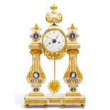 LARGE PORTAL PENDULUM CLOCK MADE OUT OF WHITE MARBLE AND GILDED BRONZE. Paris. Ca. 1780. Jacques