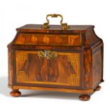 HISTORISTIC WALNUT CASKET WITH SECRET DRAWER. Germany. End of the 18th century. Walnut grained