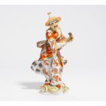 zurückgezogen / withdrawn---PORCELAIN FIGURINE OF A MALABAR GENT WITH GUITAR. Meissen. Model F.E.