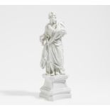 LARGE PORCELAIN FIGURINE OF THE APOSTLE JAMES. Meissen. Model J.J. Kaendler. Porcelain, white. The