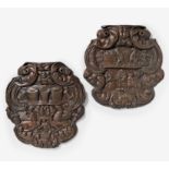 TWO COPPER GUILD SIGNS FROM THE NUREMBERG COPPERSMITHS. Nuremberg. Dated once 1885. Georg Dorner.